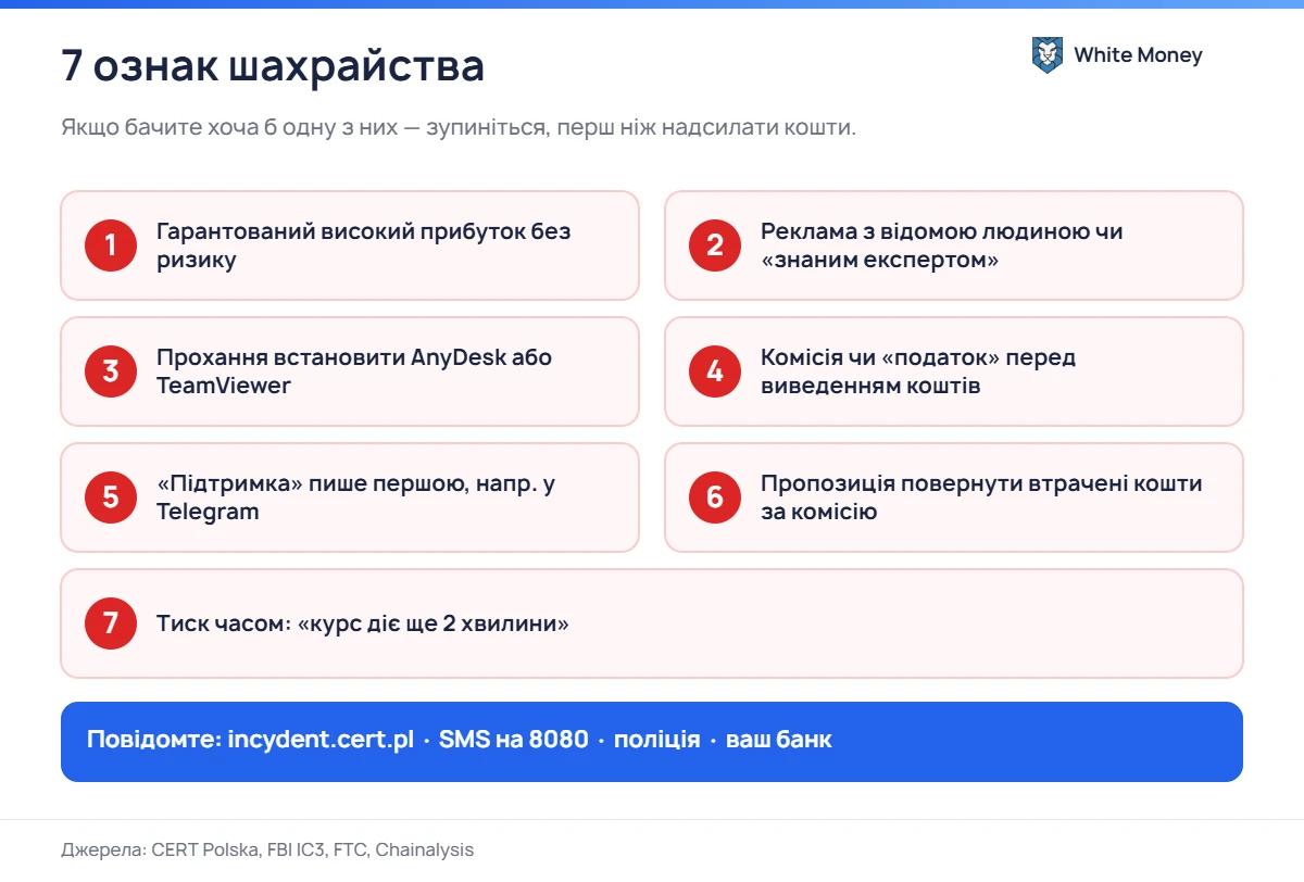 7 ознак шахрайства. Якщо бачите хоча б одну з них - зупиніться, перш ніж надсилати кошти.